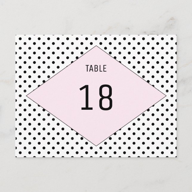 Pois rose moderne Numéro de table Carte postale (Devant)