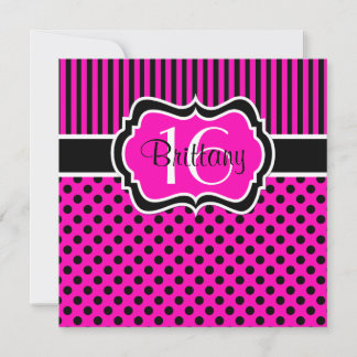 Pois roses, noirs Seizième Invitation anniversaire