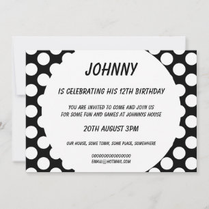 Pois sur Black Birthday Party Invitation