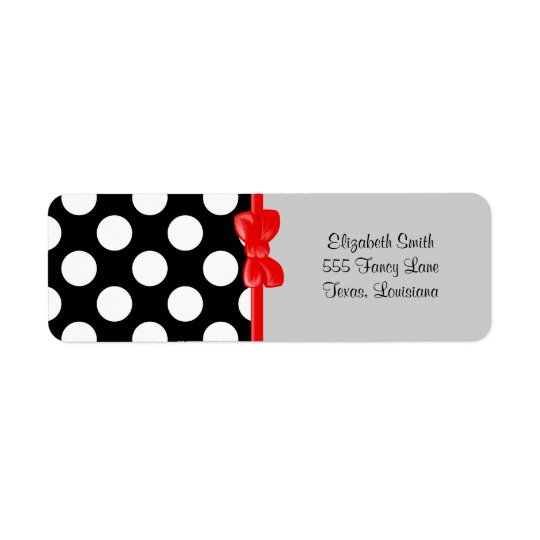 Pois, taches (motif pointillé) - noir blanc étiquette d’adresse retour