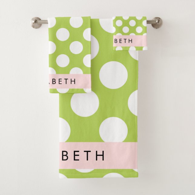 Pois verts, Motif Pointe Polka, Votre Nom (En situation)
