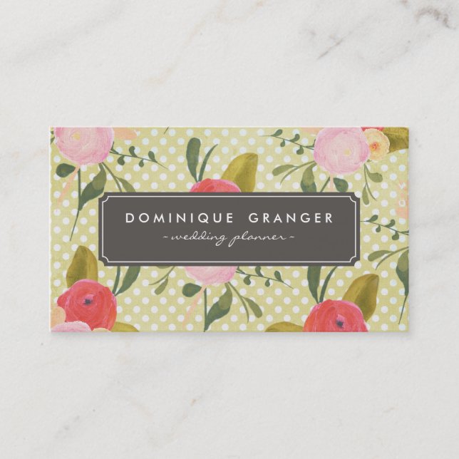 Pois vintages et Carte de visite Fleurs (Devant)