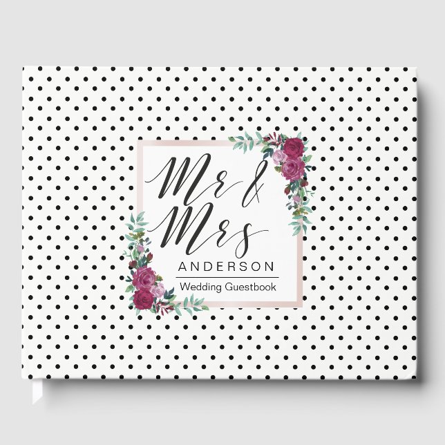 Pois Watercolor floral Mariage Livre d'or (Recto)