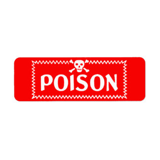 Poison Vintage Red Crossbones Étiquette de danger