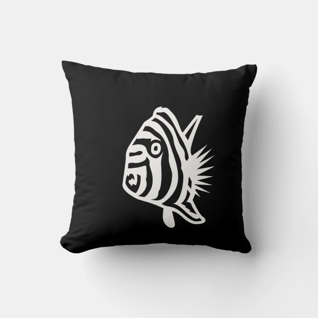 poisson ange blanc sur coussin noir (Recto)