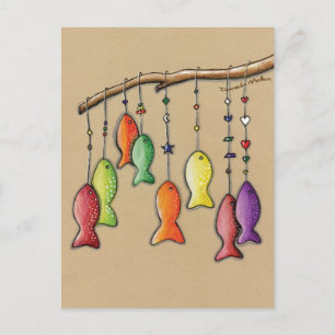 Poisson arc-en-ciel sur crochets Carte postale