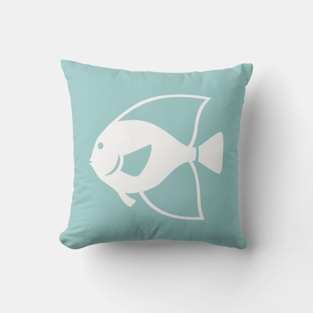 poisson blanc sur coussin bleu (Recto)