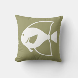 poisson blanc sur DRK coussin couleur kaki