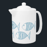 Poisson bleu marine<br><div class="desc">Design nautique moderne bande bleue sur arrière - plan blanc. Pour les amateurs de poissons et la décoration sur le thème de la plage.</div>