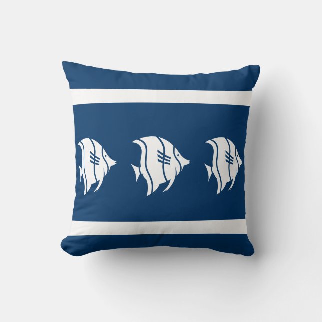 poisson bleu sur blanc COUSSIN côtier vivant (Recto)