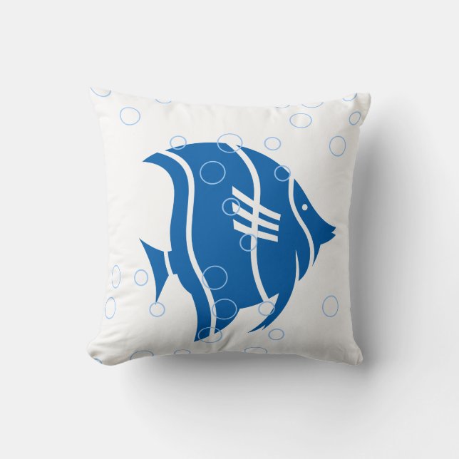 poisson bleu sur COUSSIN blanc (Recto)