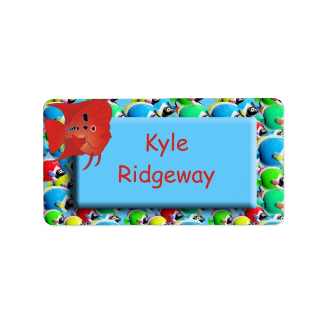 Poisson - Boys nom de l'école étiquette (Devant)