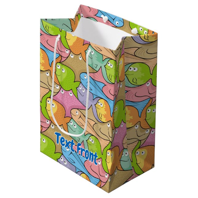 Poisson caricature moyen sac cadeau (Devant Angle)