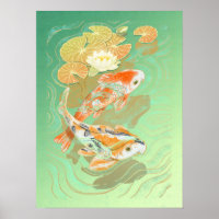 Poisson Carp Koi Eau Lily Pond Poster