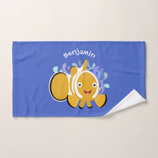 Poisson clown anémone de dessin animé mignon heure (Serviette à main)
