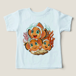 Poisson clown Dessin animé mignon Famille Sous l'e