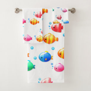 Poisson coloré heureux avec bulles