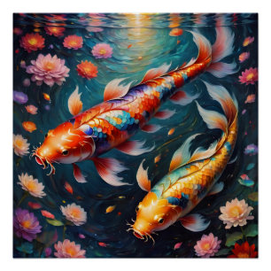Poisson coloré Koi no 1 Poster brillant
