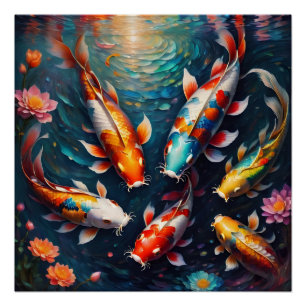 Poisson coloré Koi no 3 Poster brillant