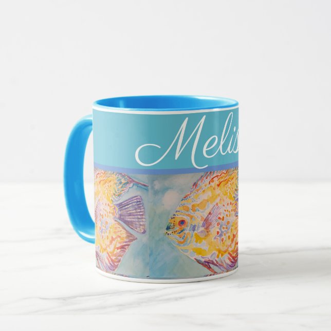 Poisson coloré Motif Aquarelle Girls Mug (Devant gauche)