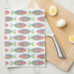 Poisson coloré Squelette Serviette de cuisine