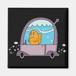 Poisson conduisant une voiture - Magnet