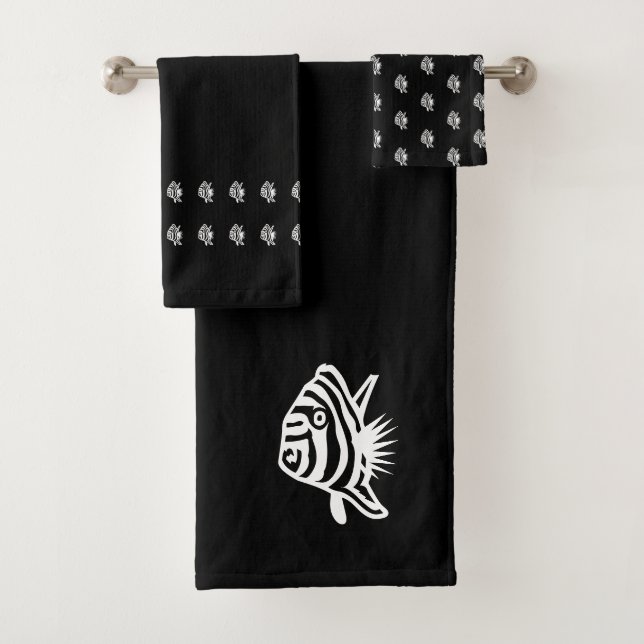 Poisson d'ange Décor côtier noir et blanc (En situation)