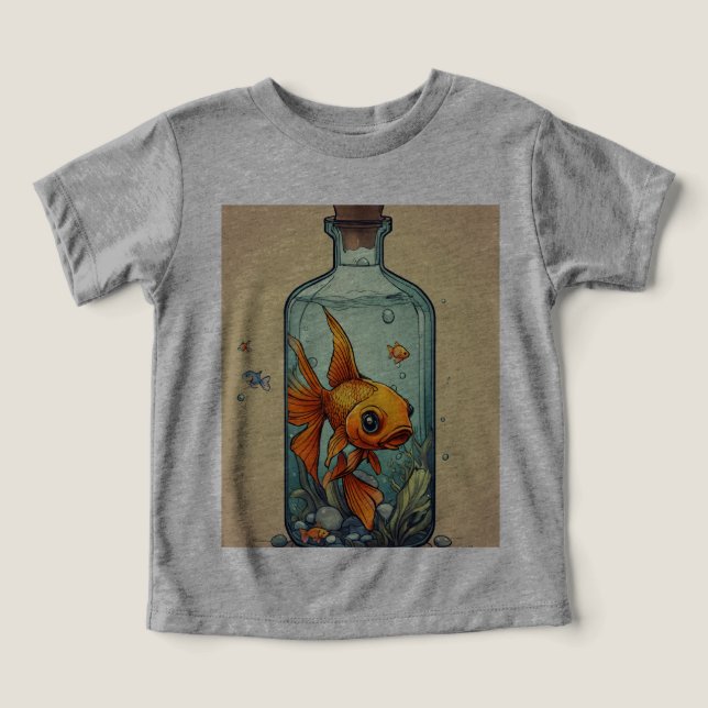 Poisson dans une bouteille - Unique design de T-sh (Design Recto)