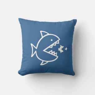 poisson dessin animé blanc sur oreiller bleu