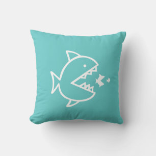 poisson dessin animé blanc sur un oreiller bleu sa