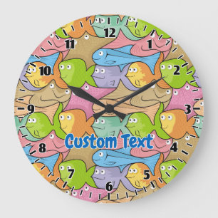 Poisson dessin animé grande horloge