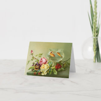 Poisson d'or et fleurs Carte pour notes personnali