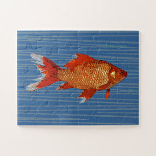 Poisson d'or sur Blue Young Child Puzzle