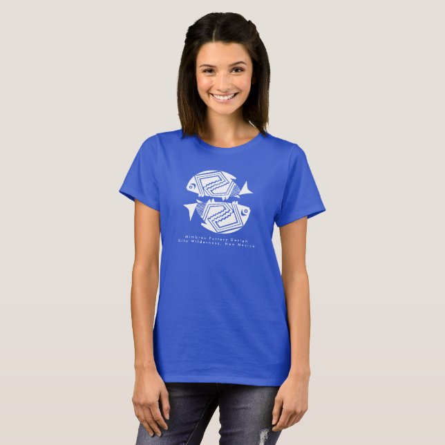 Poisson Double, Mimbres Poterie Design T-shirt (Devant entier)