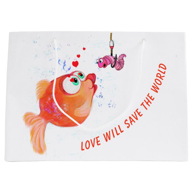 Poisson drôle et sac cadeau de vers (Devant)