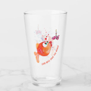 Poisson drôle et Verre de ver - Texte personnalisé
