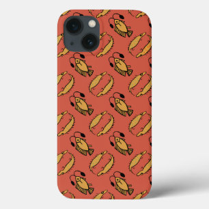 Poisson égyptien et crocodile sur coque ipad rouge