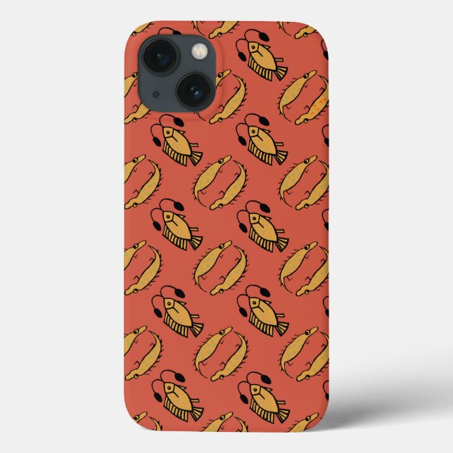 Poisson égyptien et crocodile sur coque ipad rouge (Verso)