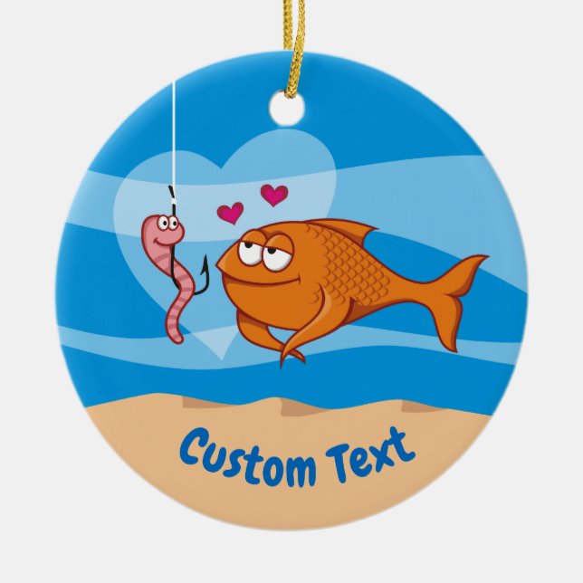 Poisson et appât dans l'amour ornement céramique (Devant)