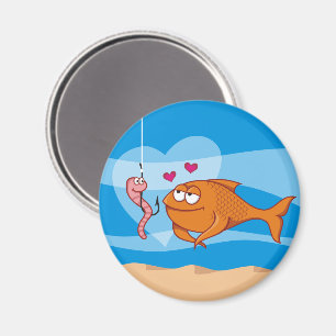 Poisson et appât en amour Magnets