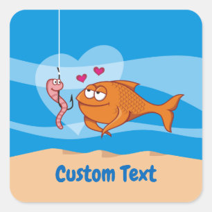Poisson et appât en amour Sticker Carré