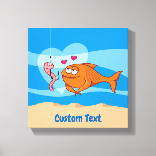 Poisson et appât en toile d'amour Imprimer