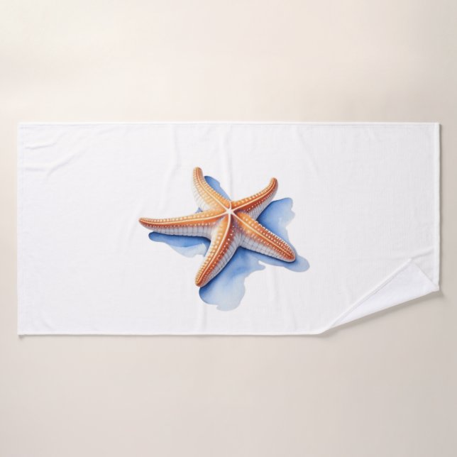 Poisson étoilé et silhouette bleue (Serviette de bain)