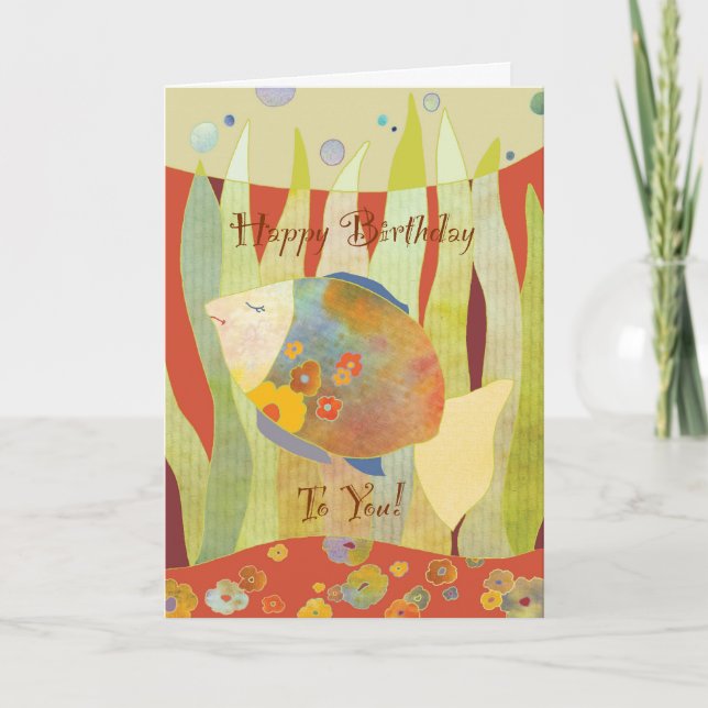 Poisson Fleur Bonne Carte Anniversaire (Devant)