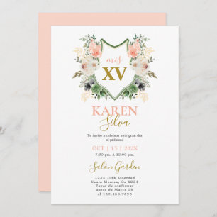 Poisson floral Crest Quinceanera Invitation