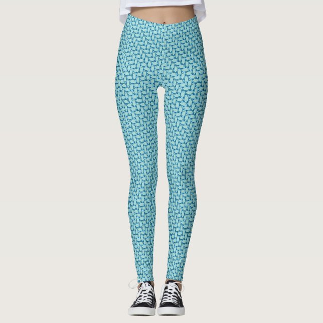 Poisson Herringbone Motif Aqua Leggings (Devant)