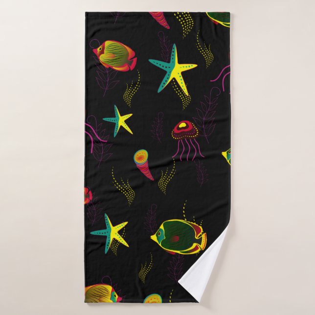 Poisson jaune, noir et marron sans soudure motif.  (Serviette de bain)