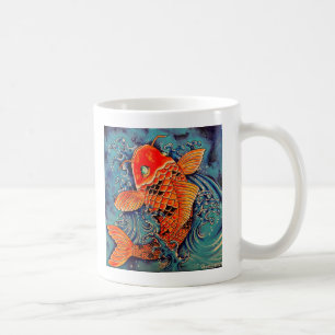 "Poisson Koi" Art Orange Koi dans Mug Café en Eau