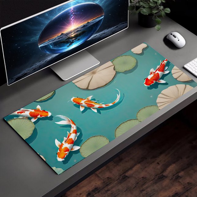 Poisson Koi Dans L'Eau Lotus Feuilles Illustration (Créateur téléchargé)