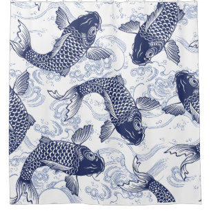 POISSON MOTIF JAPONAIS DANS LE Rideau DE DOUCHE D'